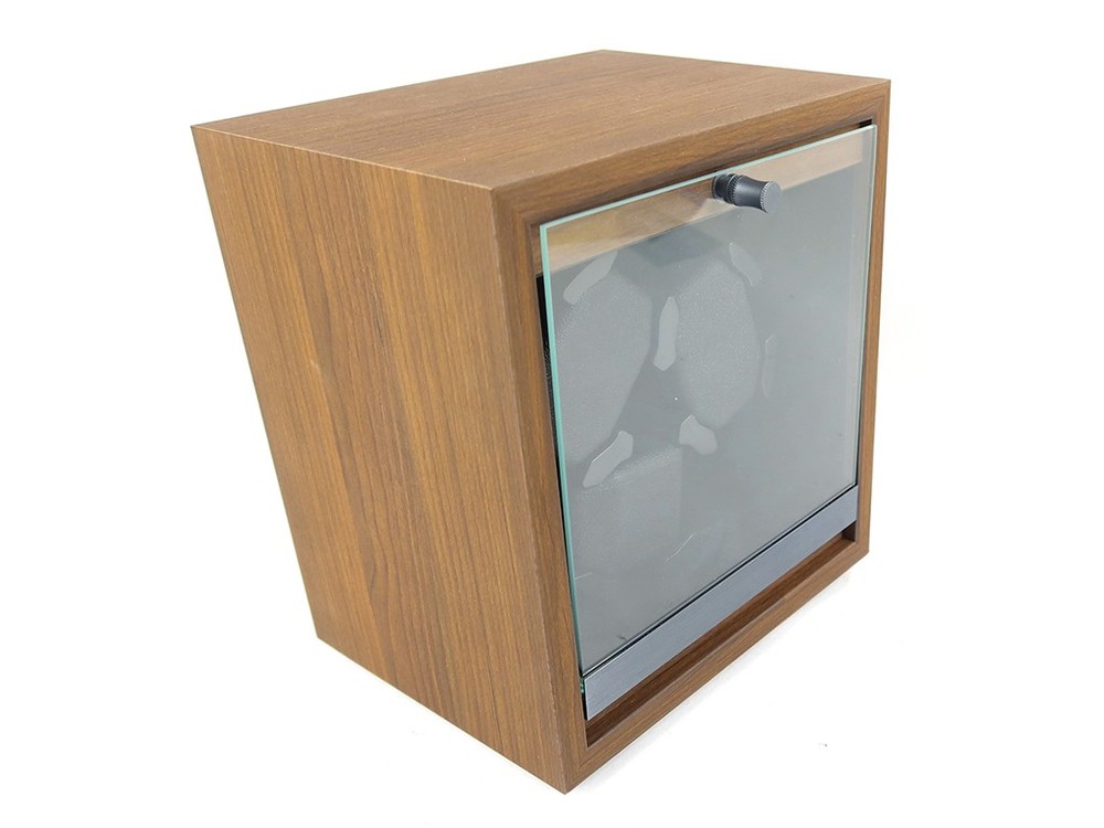 RECTANGULAR WALNUT FAUX LEATHER NATURAL WOOD LED TABLE TOP WATCH WINDER JWW013M