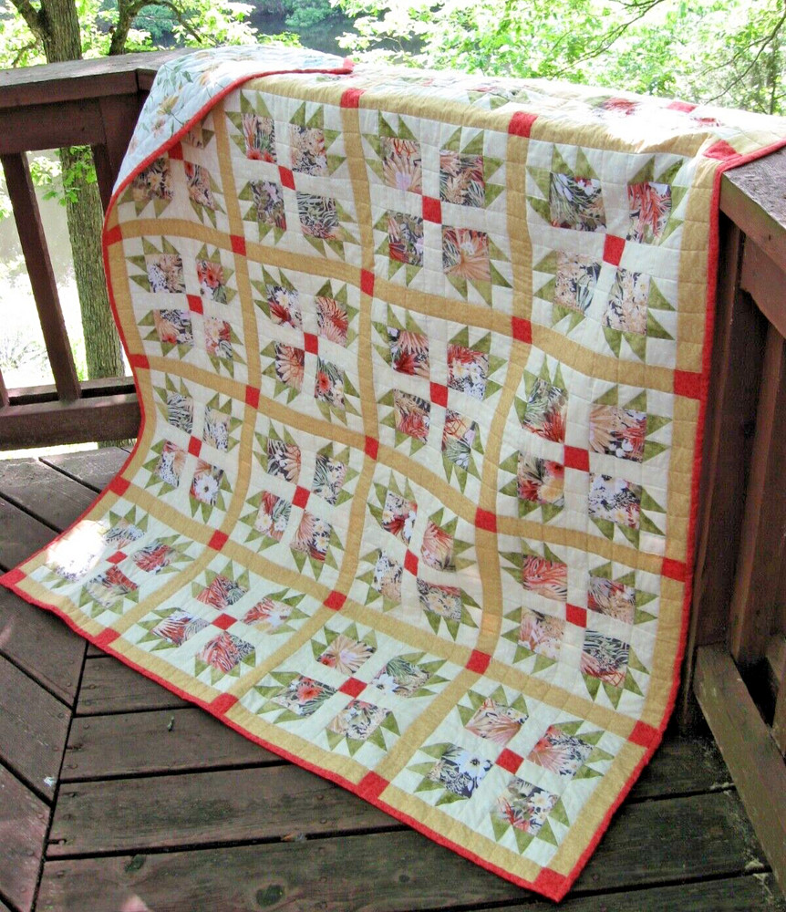 Handcrafted Multi-purpose Prairie Grass Quilt, 54" x 67 1/2"