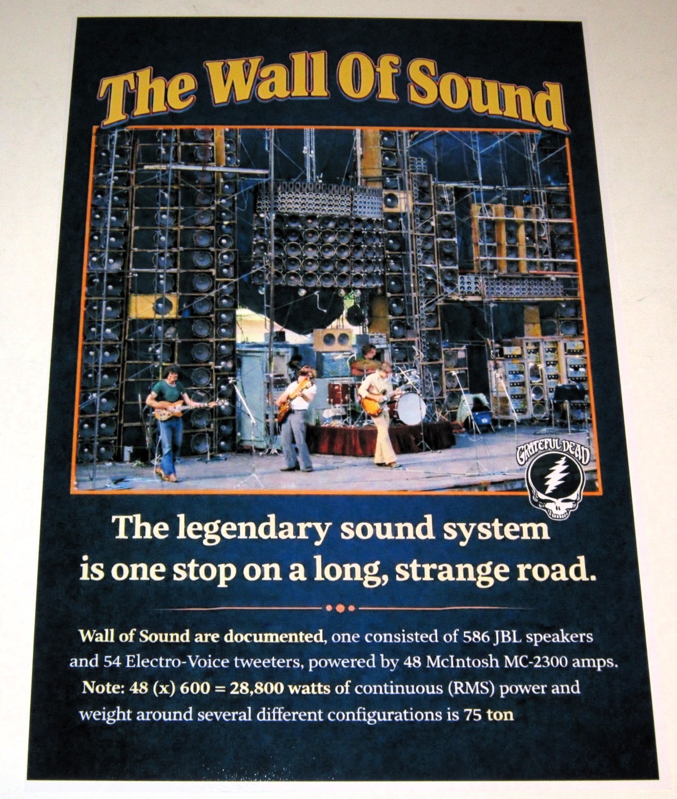 POSTER - McIntosh MC2300, JBL 19"x13" 1974 "Wall of Sound" Grateful Dead