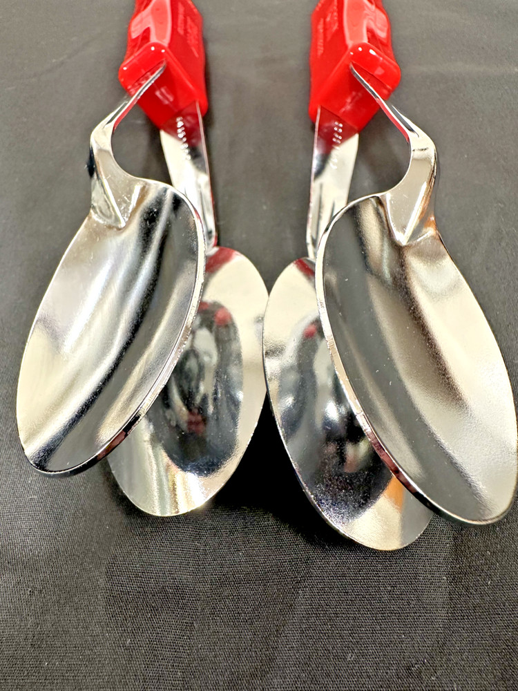 Trophy Classics Musical Spoons, PAIR, 2 Sets, Red & Chrome, #3470-MINT