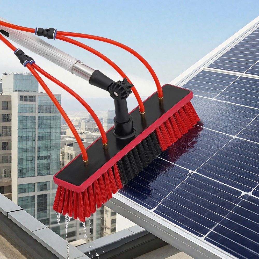 32.81ft Solar Panel Cleaning Brush & Pole Kit Proffesional Window Washing Tool