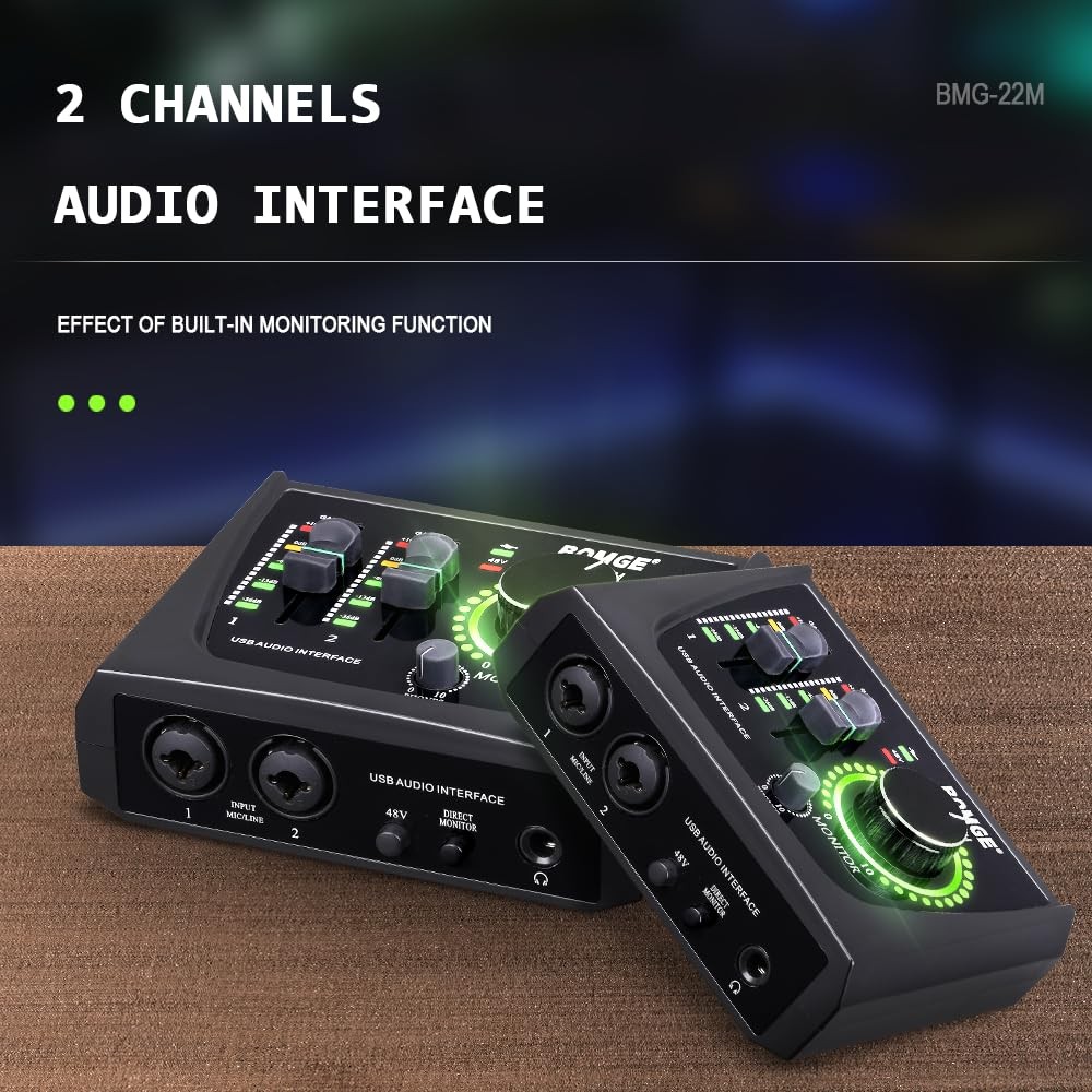 mini 2 Channel USB Audio Interface for Recording, Streaming and Podcasting, w...