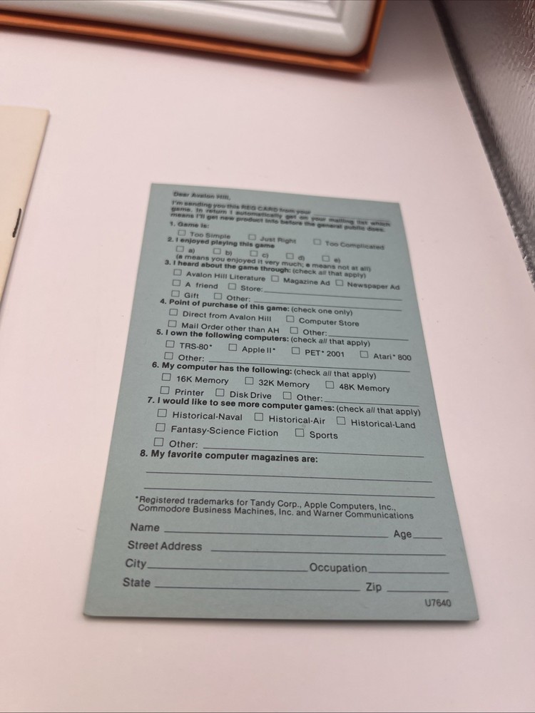 Avalon Hill Computer Baseball Strategy Game Cassette For Atari TRS80 Pet Apple