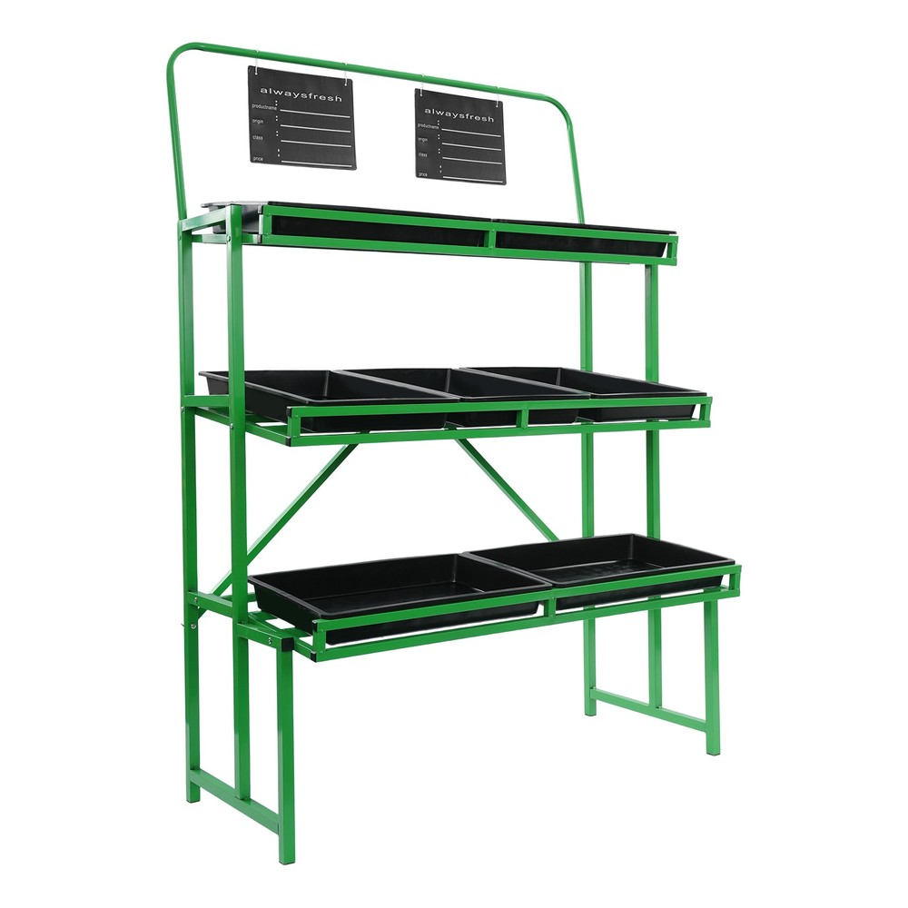 Fruit Vegetable Storage Rack w/ Removable Baskets 3-tier Supermarket Retail Rack