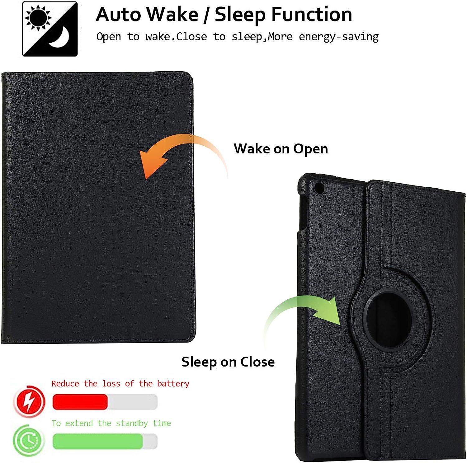 For iPad 10th 9th 8th 7th 6/5th Gen Leather Smart Flip Case Rotating Stand Cover