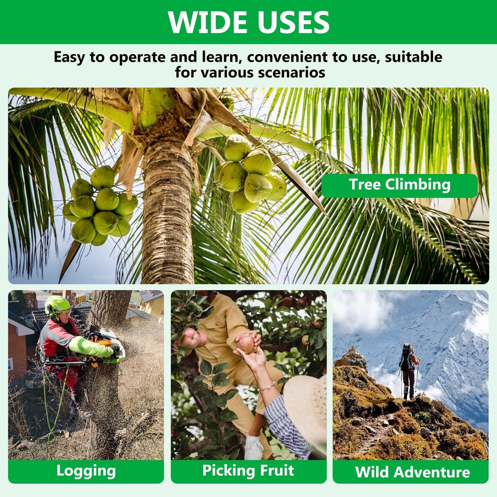 Tree Climbing Spikes Adjustable Height Pole Tree Climbing Spurs Steel w/2 Gear