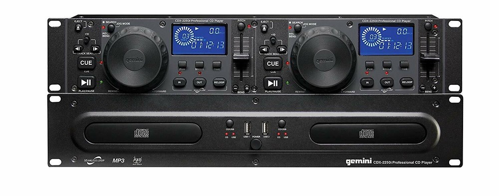 Gemini CDX-2250i DJ Dual Two Deck CD/MP3 Media Player+Dual Wireless Mics