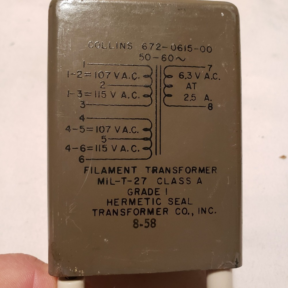 Collins Filament Transformer Vintage Good Pull