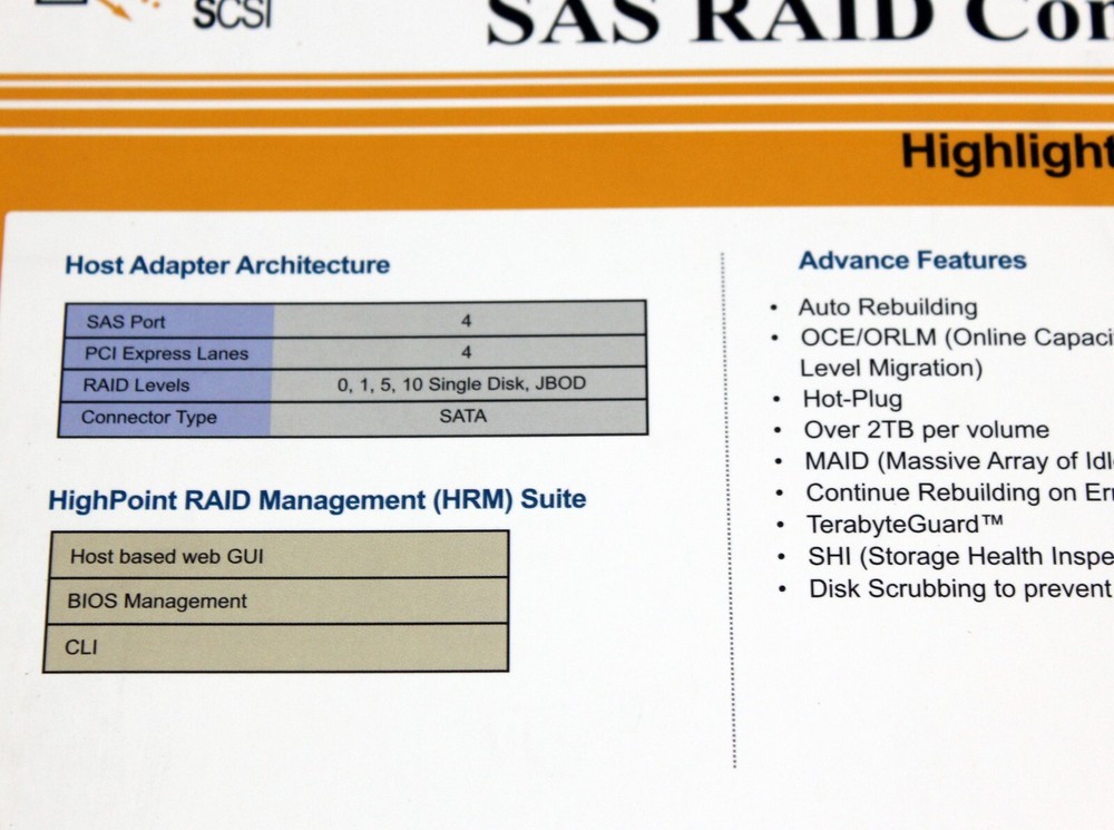 HighPoint RocketRAID 2640X4 4-Channel PCIe x4 SATA SAS RAID