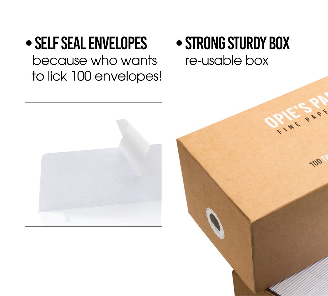 Opie’s Paper 100 Clients Friends Letterpress Note Cards Self Seal Envelopes 🚀