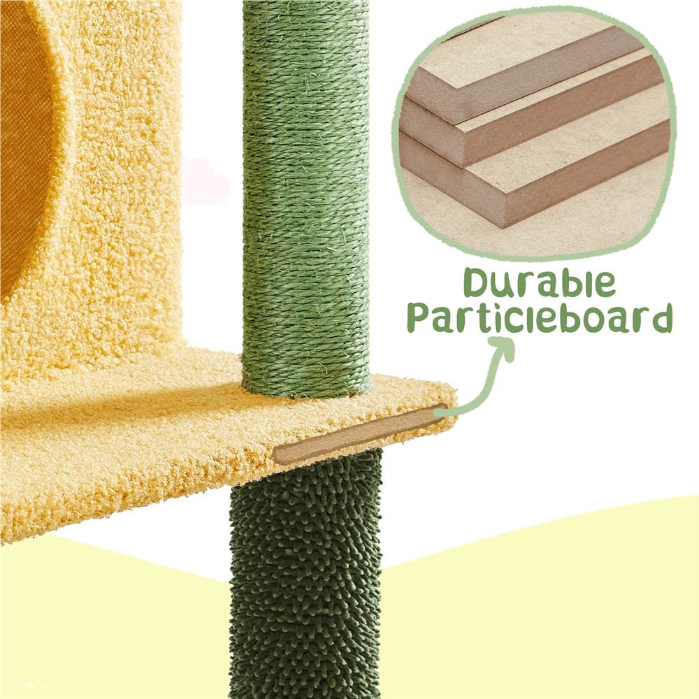 68.5'' Oasis-themed Multilevel Cat Tree with 3 Perches, Green
