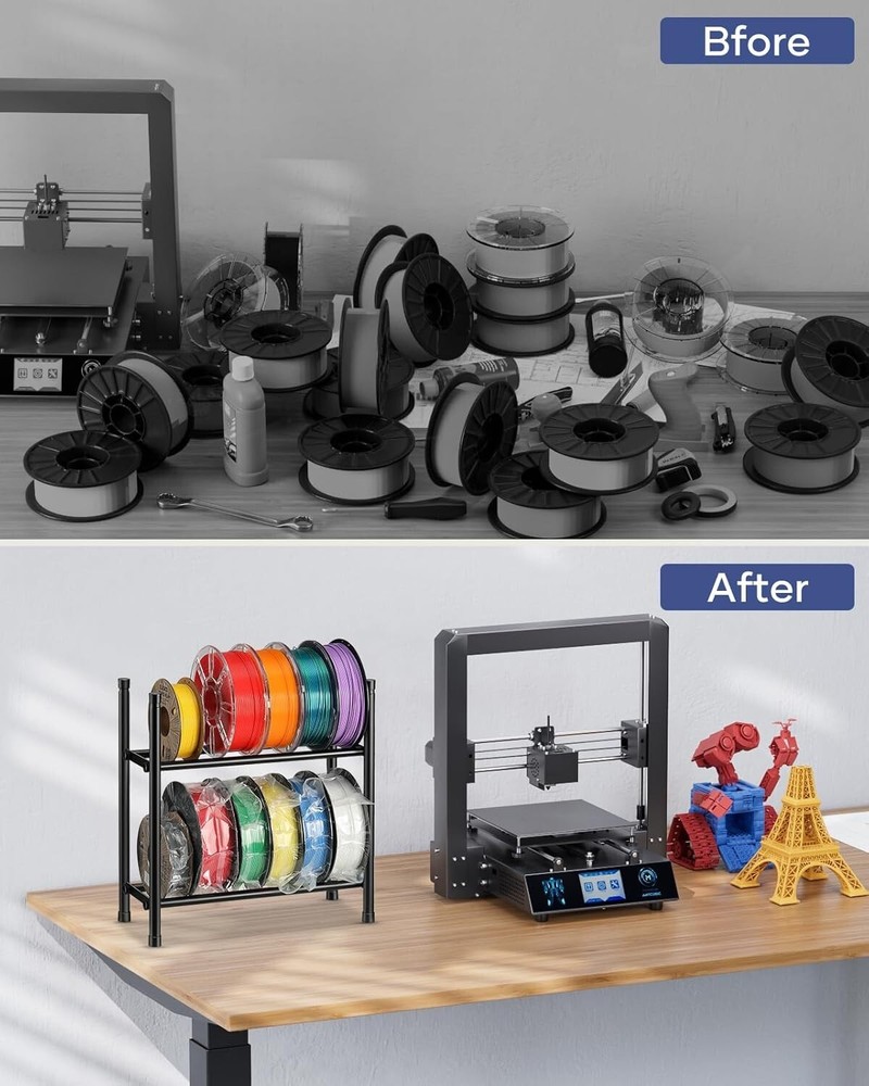 Desktop 3D Printer Filament Storage Rack Tabletop 2-Tier Stackable Organizer