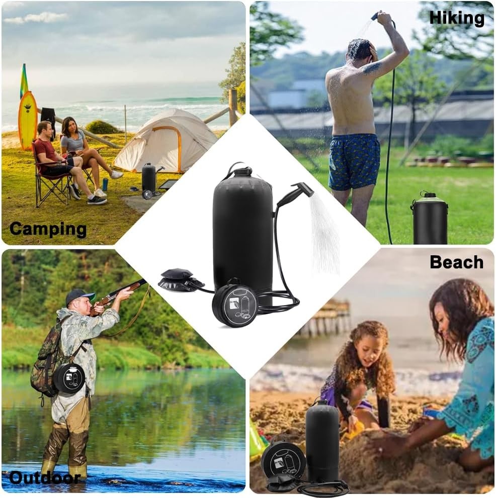 Portable Shower for Camping Outdoor, 3 Gallons Camping Shower Bag with Foot Pump