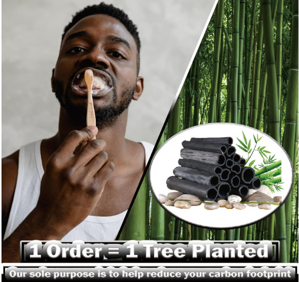 Bamboo Toothbrushes 10 Pack Biodegradable Soft Medium Charcoal Bristles