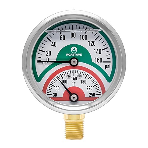 Tridicator, Thermo-Manometer, 2-1/2", Silicone Oil Filled, 0 Lower Mount