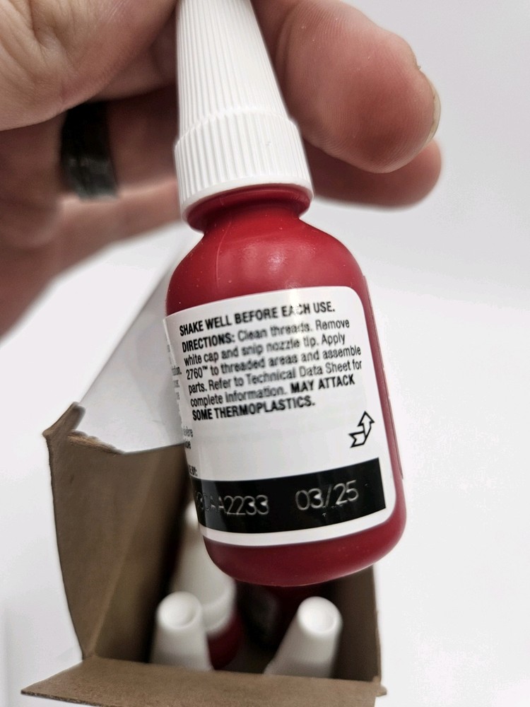 Loctite 2760 Red Thread Lock 0.34 Oz High Strength Use By 3/25