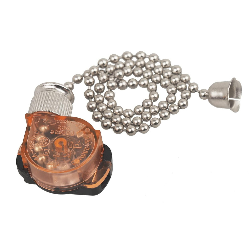 Ceiling Fan Light Switch, E87438 Fan Lamp Switch with 11" Beaded Pull Chain, On-