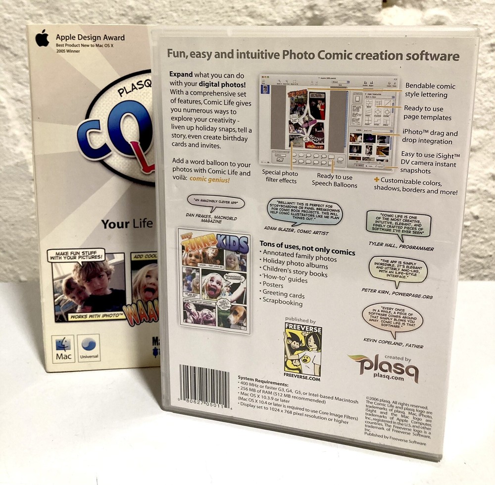 Plasq's Comic Life Deluxe Edition for Mac (Universal), 2006, with Key Code