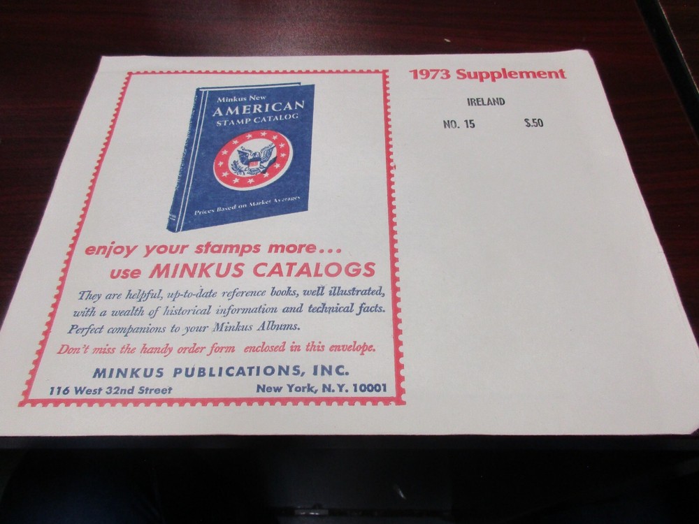 "MINKUS"  ALBUM PAGES 1973  SUPPLEMENT IRELAND  #15  W/FREE SHIPPING!!!