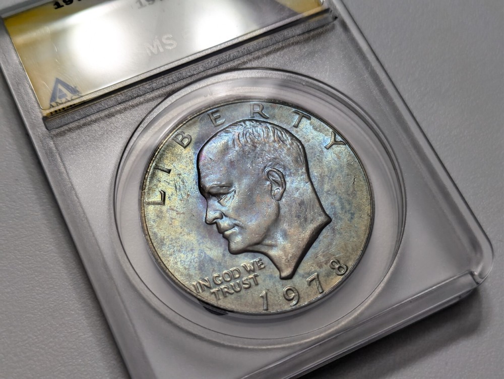 1978 Eisenhower Dollar ANACS MS-64 Monster Toned Two Sided Toning Ike