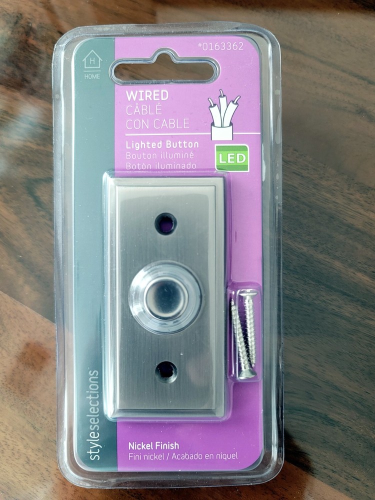 Wired LED Lighted Doorbell Button by Style Selections - Nickel Finish