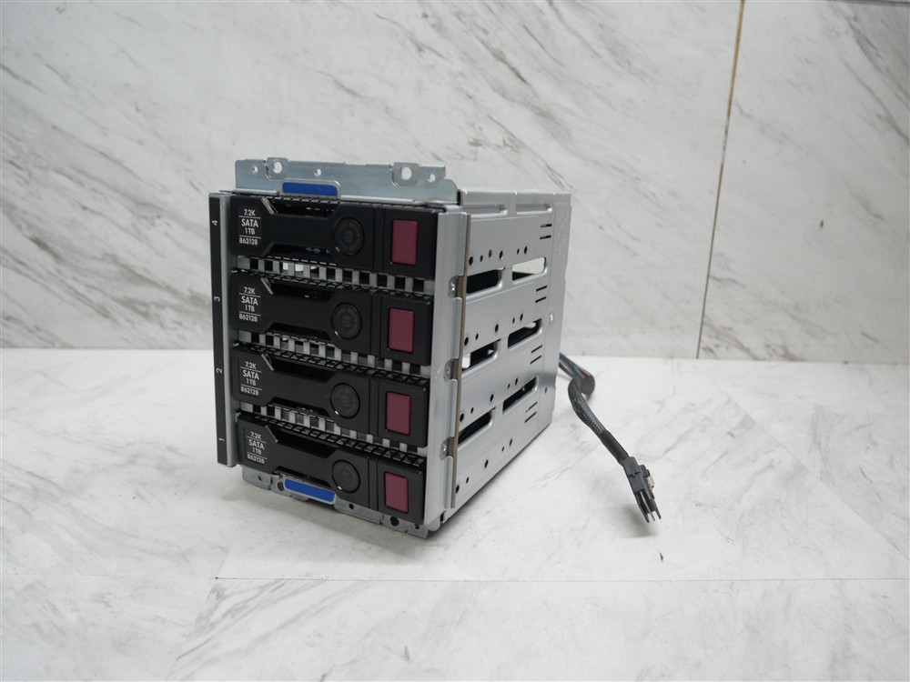 HP ML30 Gen9 4LFF Hard Drive Cage 765754-001 822755-001 Backplane w/ CADDIES