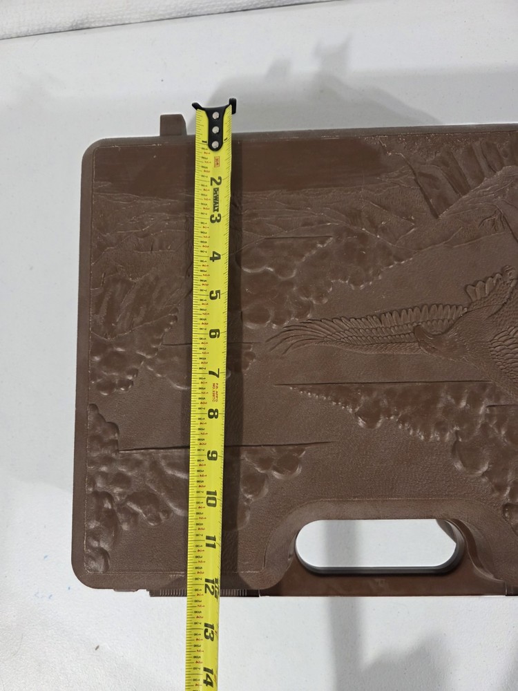 Doskocil Hard Plastic Pistol Gun Case Eagle Design Mold on Front Brown