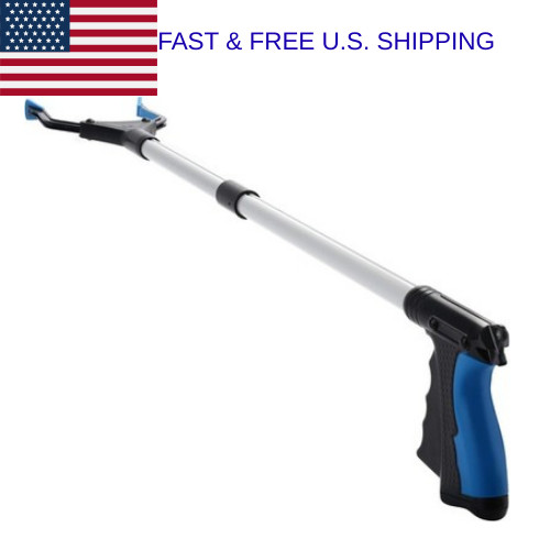 Grabber Reacher Tool 32 Inch Foldable Lightweight Trash Picker for Elderly Blue