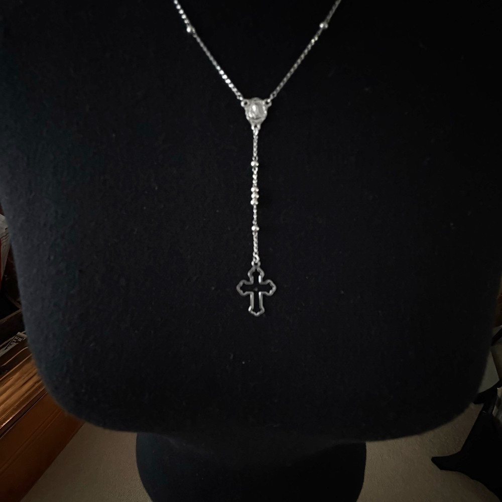 ATI Mexico 925 Sterling Silver Rosary Necklace 12" Guadalupe Medal