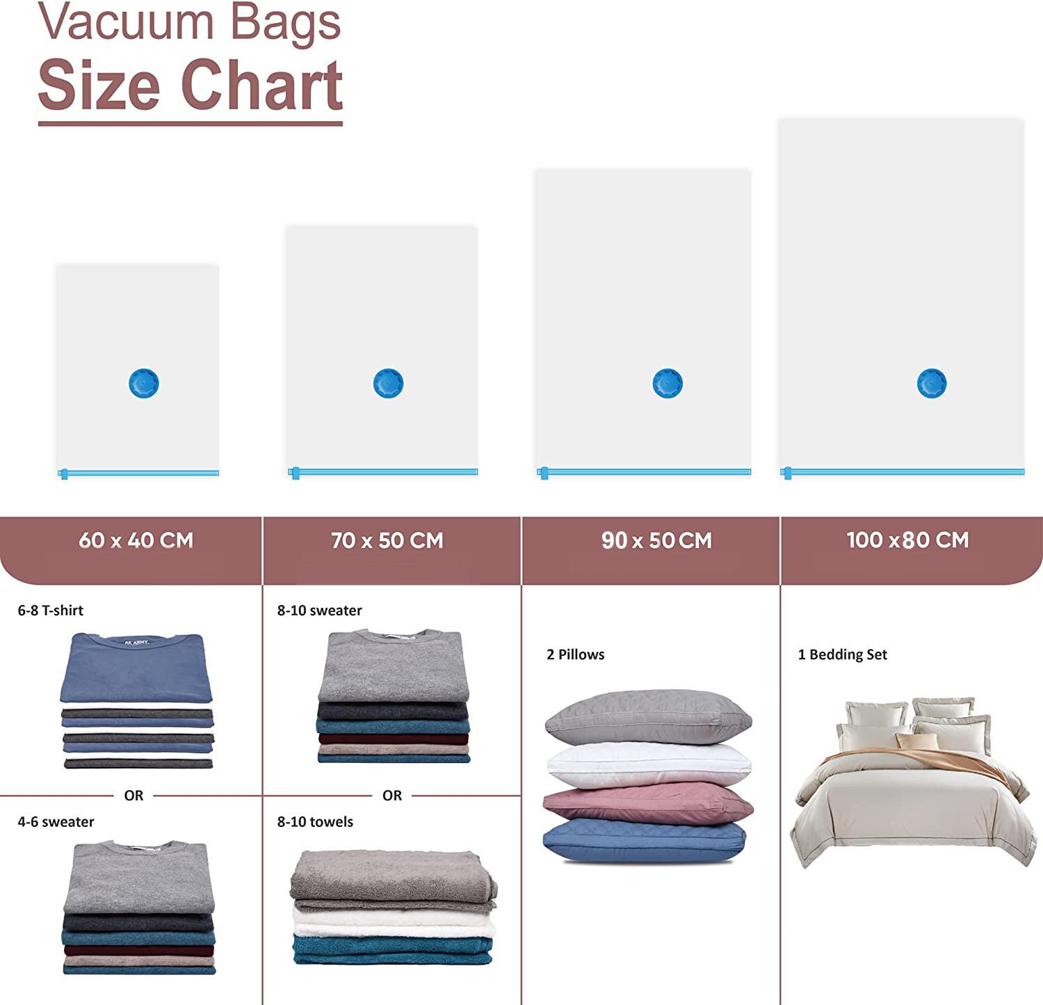 10 x Jumbo Vacuum Storage Bags Travel Space Saver Garment Seal Clothes Hand Pump