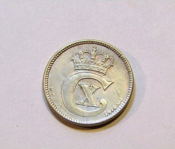 Denmark 1919 25 Ore Silver Coin
