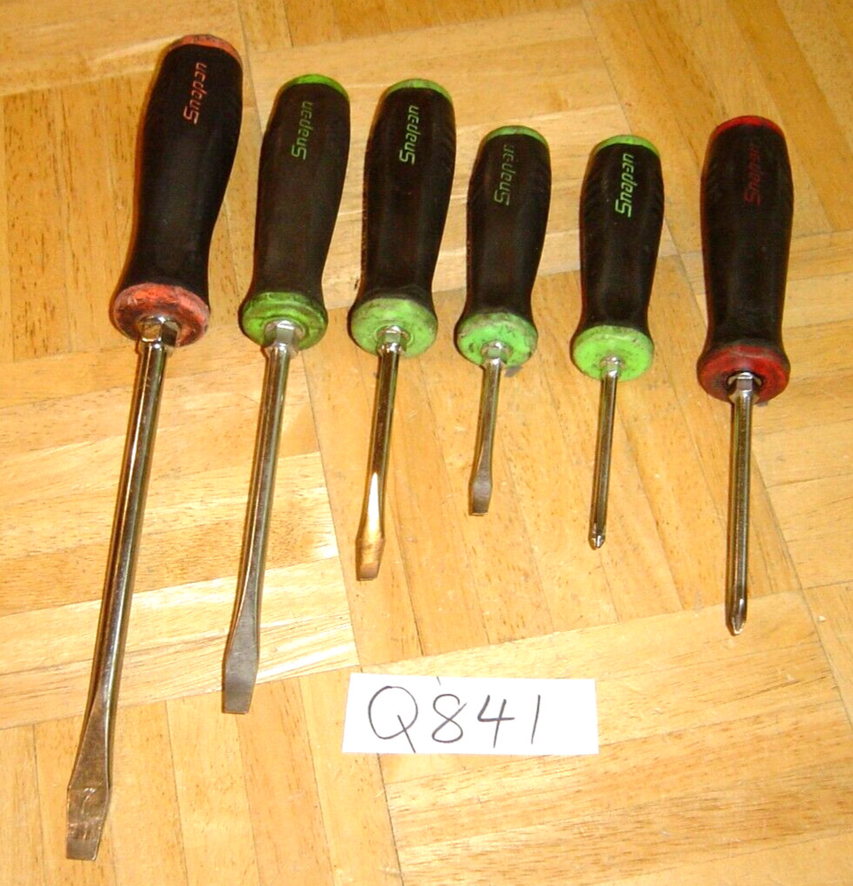 SNAP-ON TOOLS 6 PIECE GREEN & ORANGE SOFT GRIP HANDLE SCREWDRIVER SET