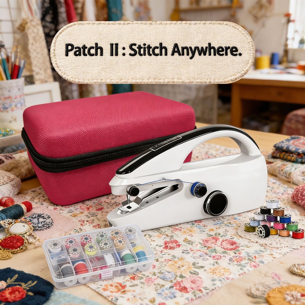 Handheld Sewing Machine, Two-Speed Portable Mini Handheld, White