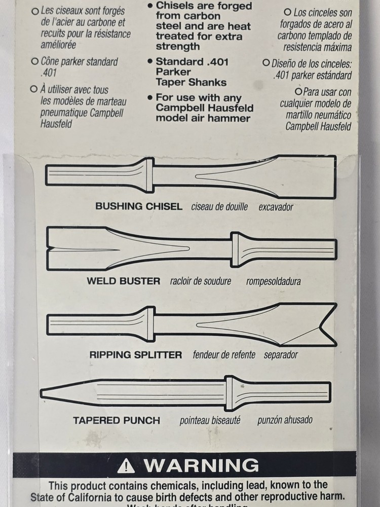 CAMPBELL HAUSFELD MP2875 4-PIECE Compressor Chisel Set