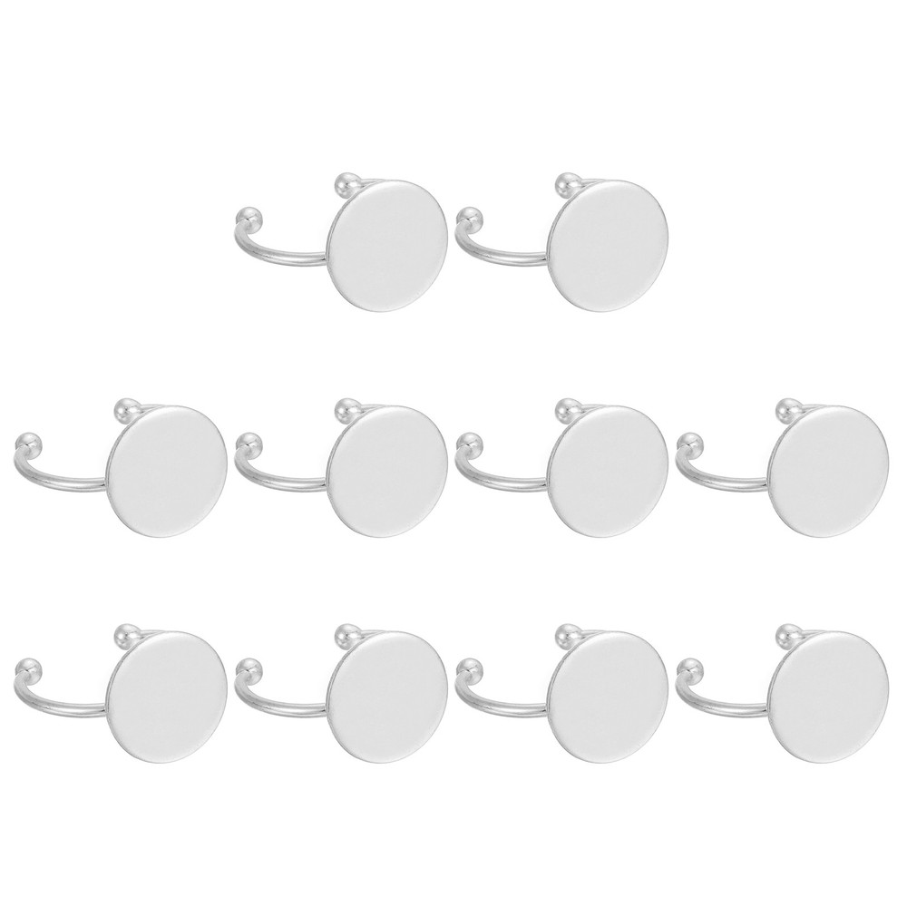 10 Pcs Metal Base Blank, 14mm Adjustable Pad Blank Base, Silver