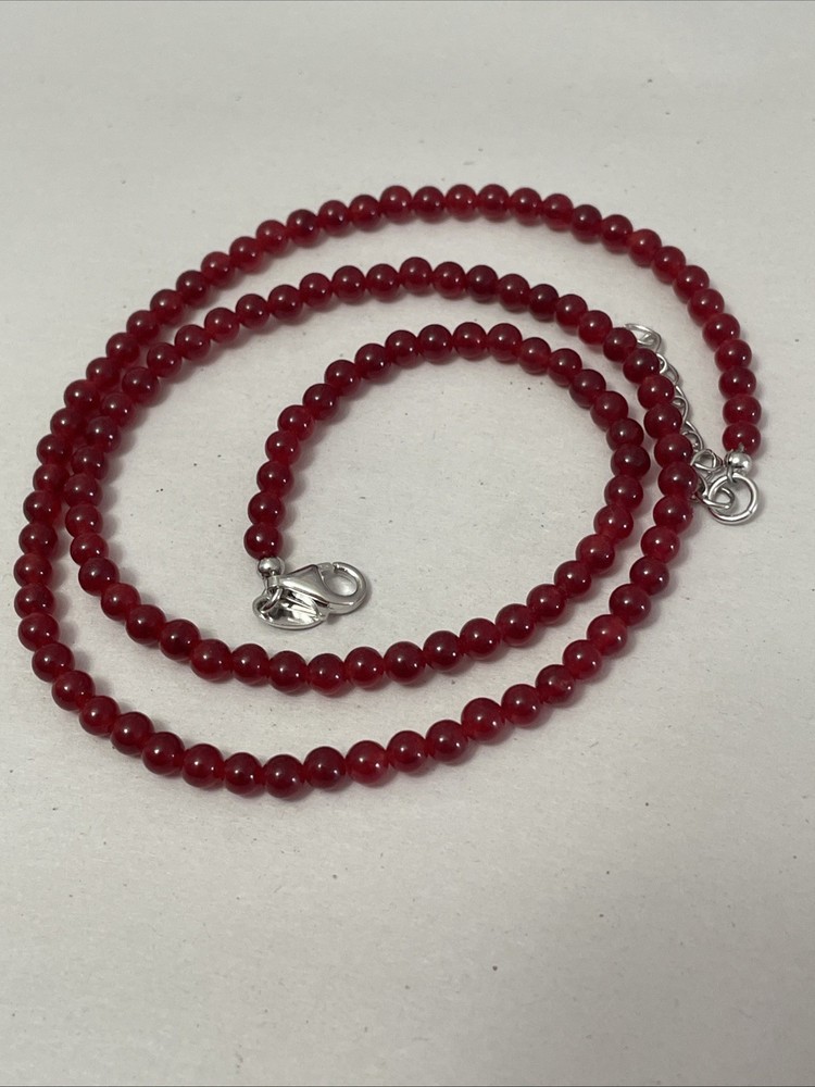 925 Stone Bead Necklace 21” Long