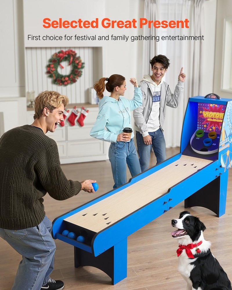 8ft Roll & Score Arcade Game Table, Sturdy MDF, Sound, Dual Screen Scorer