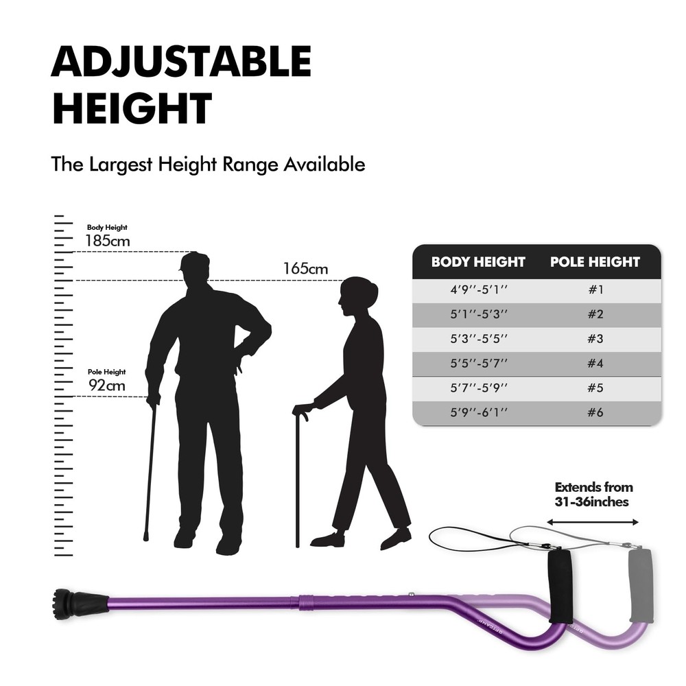 Folding Walking Cane Adjustable Lightweight Offset Handle for Men Women