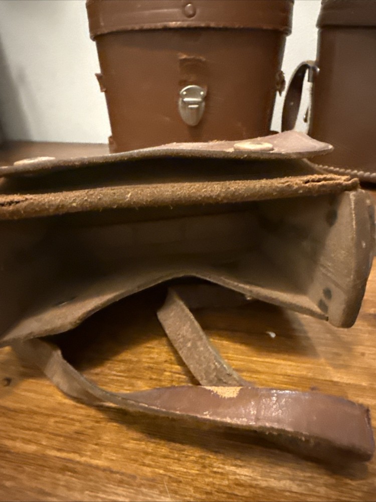 3 Vintage Antique Leather Binocular CASE ONLY