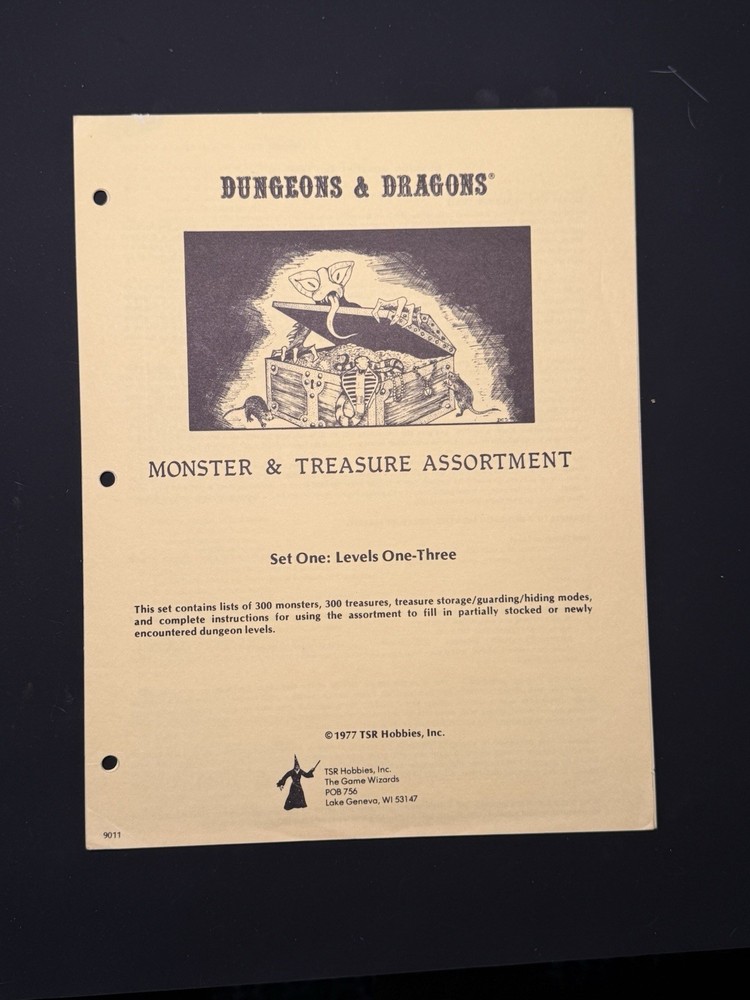 TSR 9011 Monster & Treasure Assortment One-Three D&D (Fair Condition)