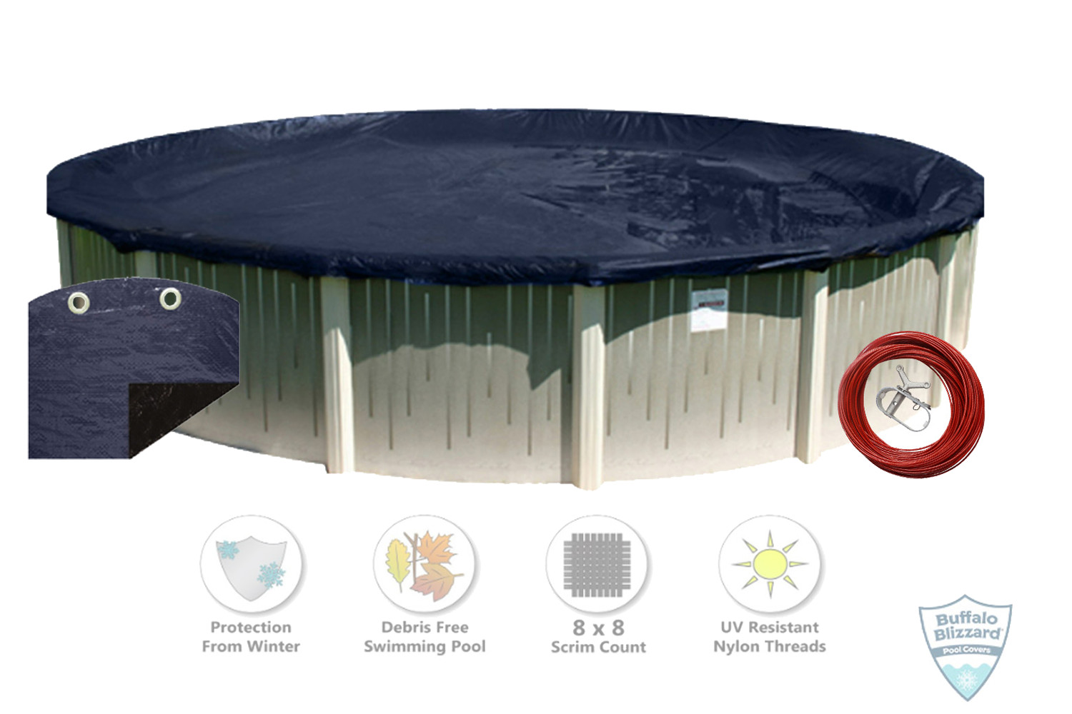 Buffalo Blizzard Deluxe Navy Blue Round Swimming Pool Winter Cover - Choose Size