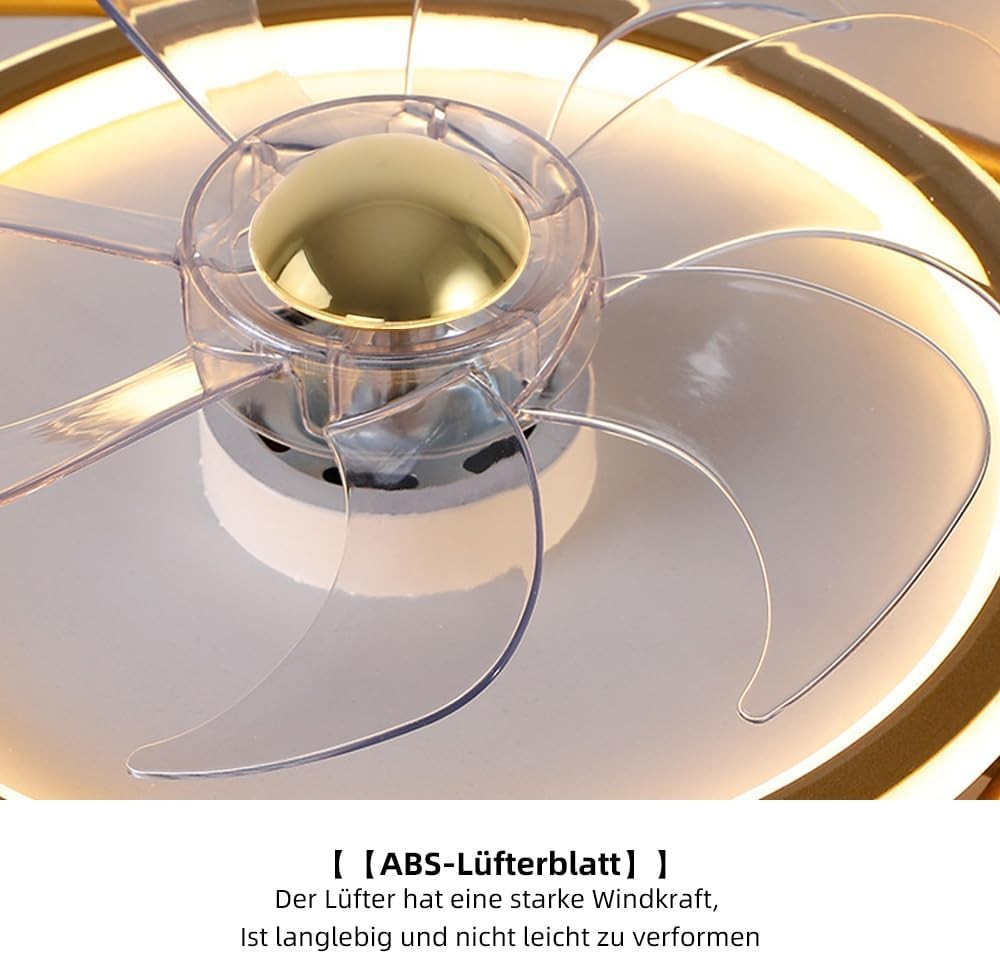 Recessed Ceiling Fan Light Creative Design Studyroom 3-colour Light Dimmable