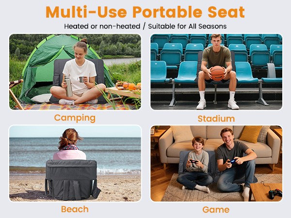 25-Inch Heated Bleacher Seats 2 Pack - Extra Wide Design with Back Support.