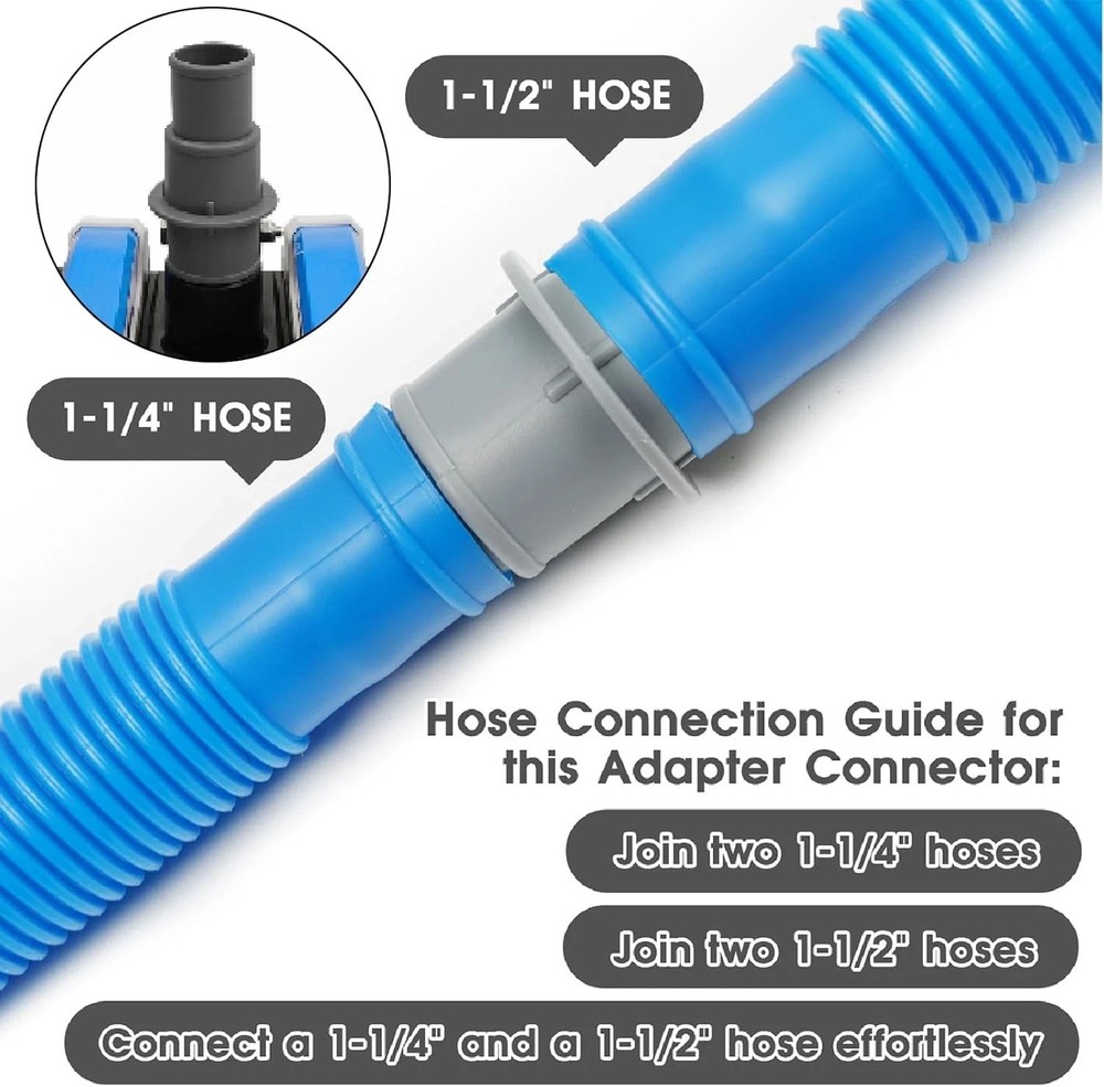 2 pack Pool Hose Adapter Connector Coupling 1-1/4" or 1-1/2" Plastic -D