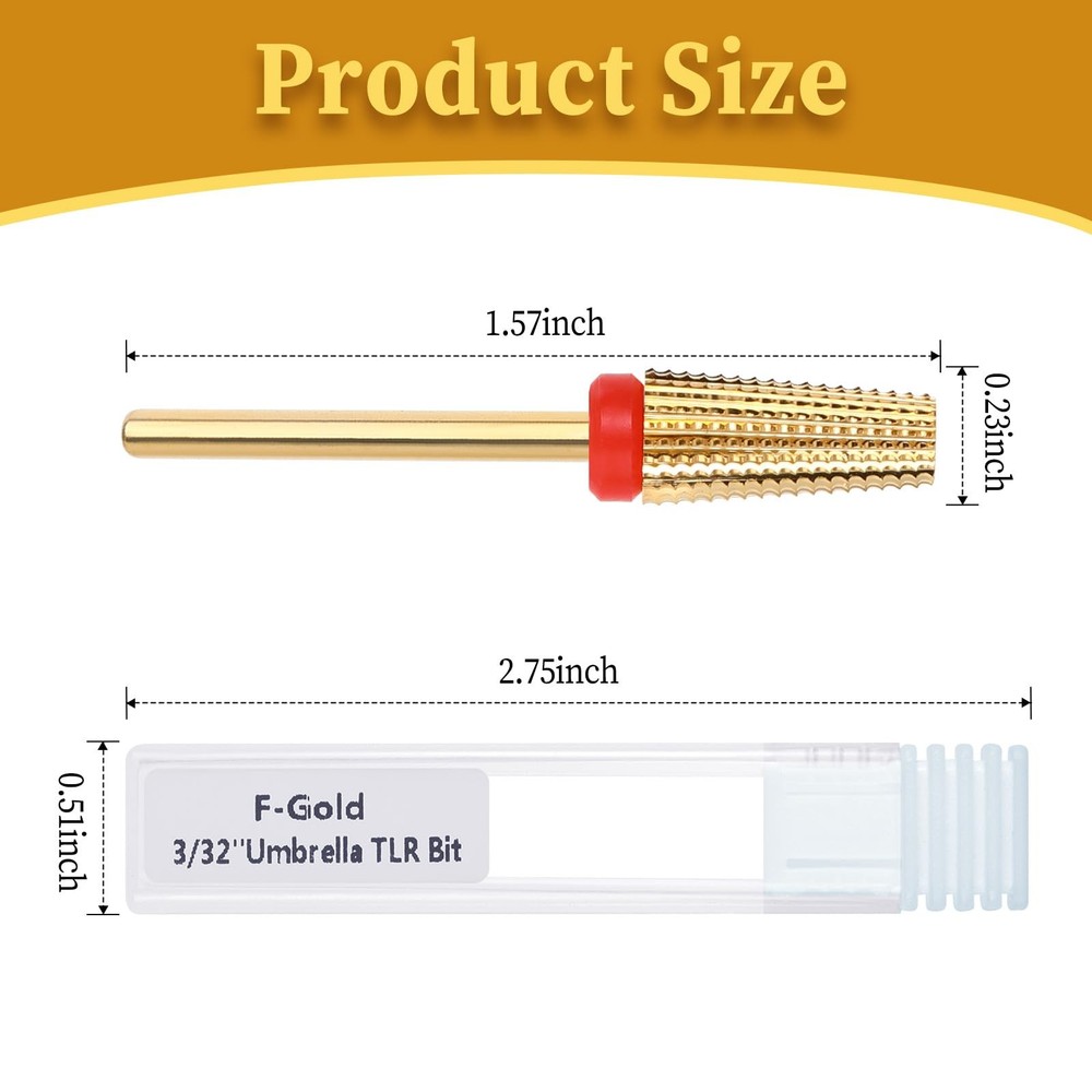5 in 1 Nail Drill Bits Carbide Tungsten Two Way Rotate Gold