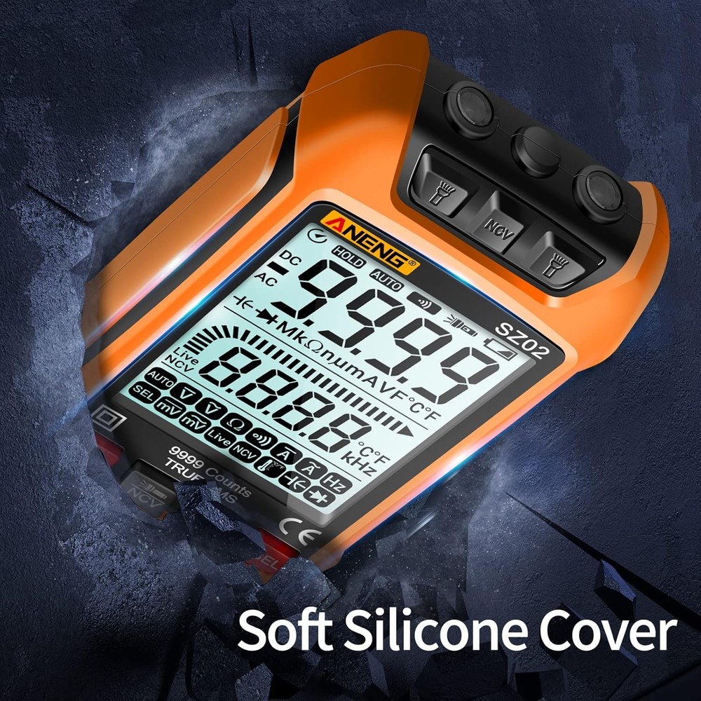 ANENG Digital Multimeter Smart Testers TRMS 9999 Counts Gray, Black, Orange