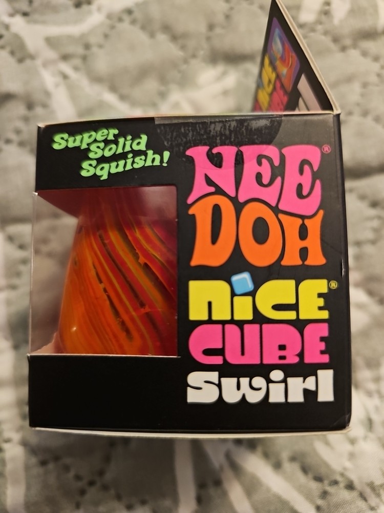 ORANGE Schylling NeeDoh Nice Cube Swirl. Super Solid Squish AUTHENTIC