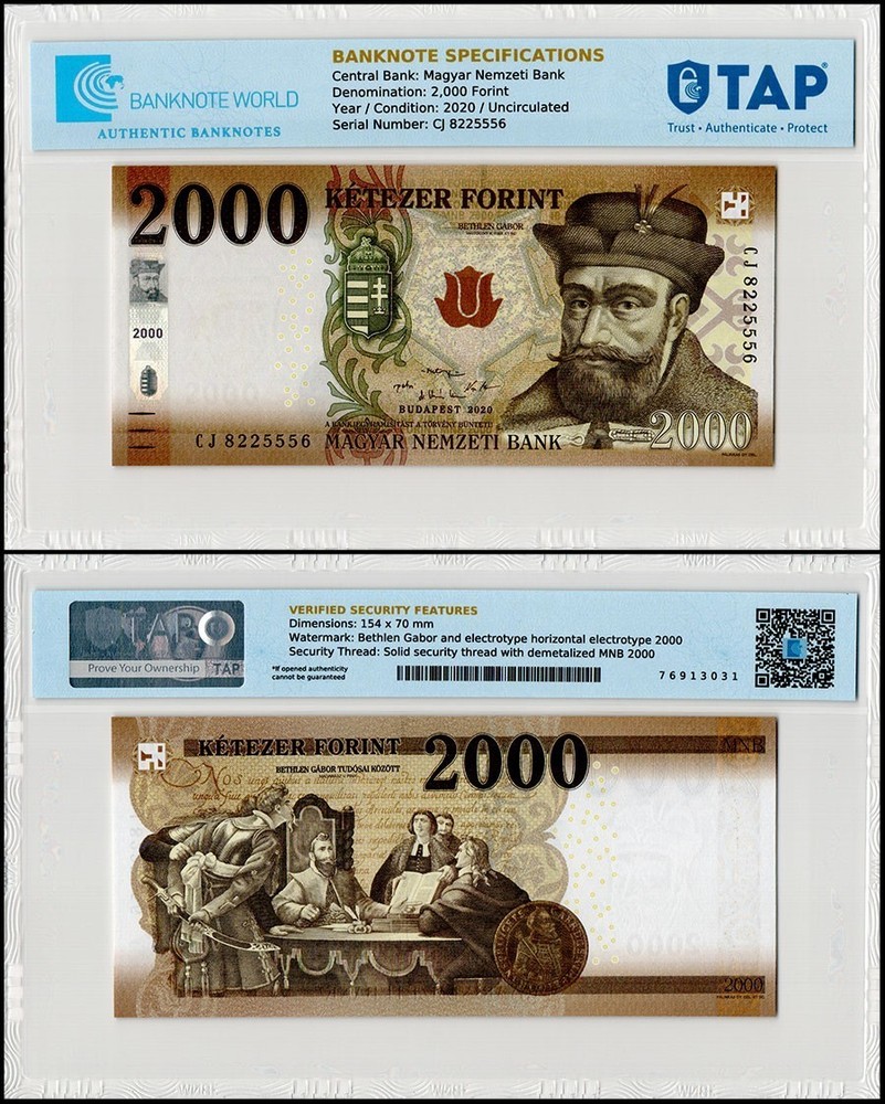 Hungary 2000 Forint, 2020, P-204c, UNC TAP Authenticated