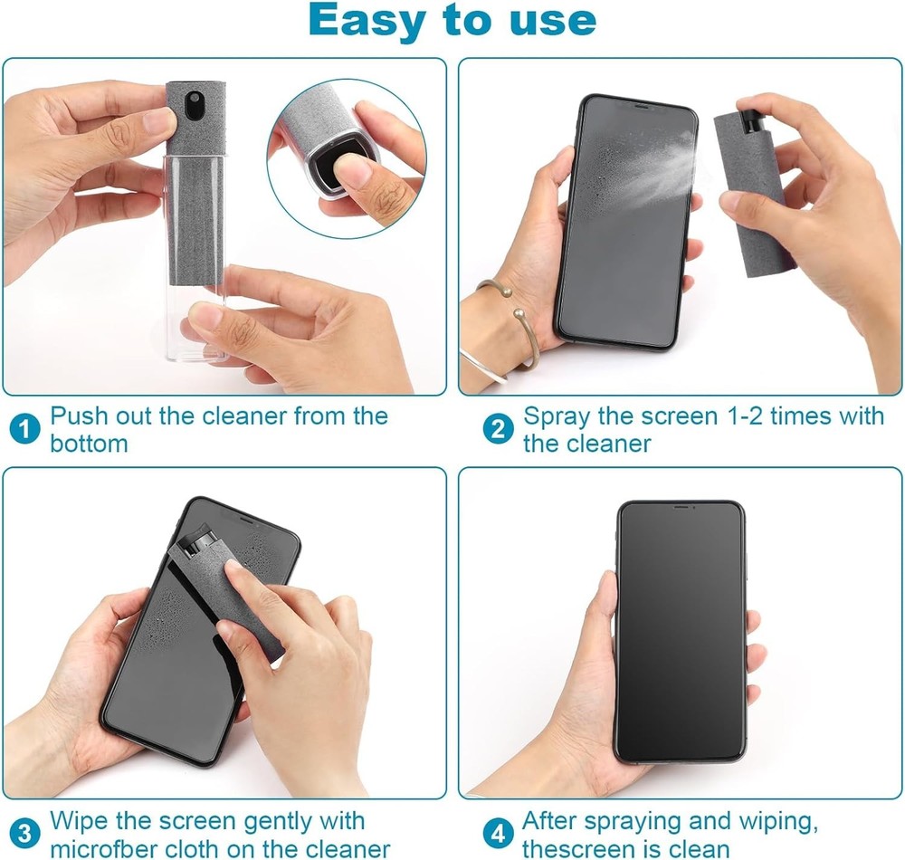 6 Pack Screen Cleaner 3-in-1 Touchscreen Mist Cleaner Spray and Microfiber