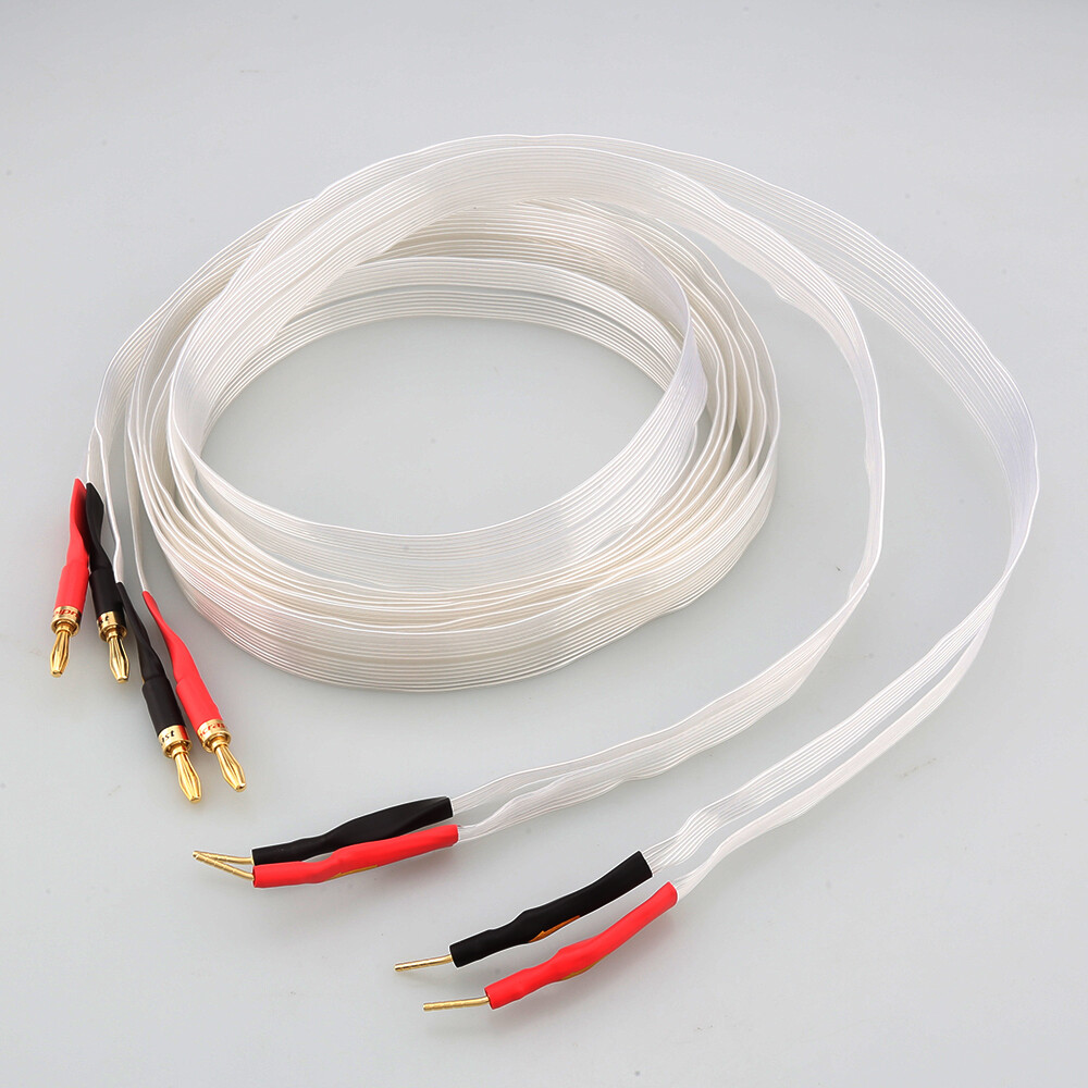 ribbon audio speaker cable OCC silver plated Loudspeaker Cable Gold Plated Plug